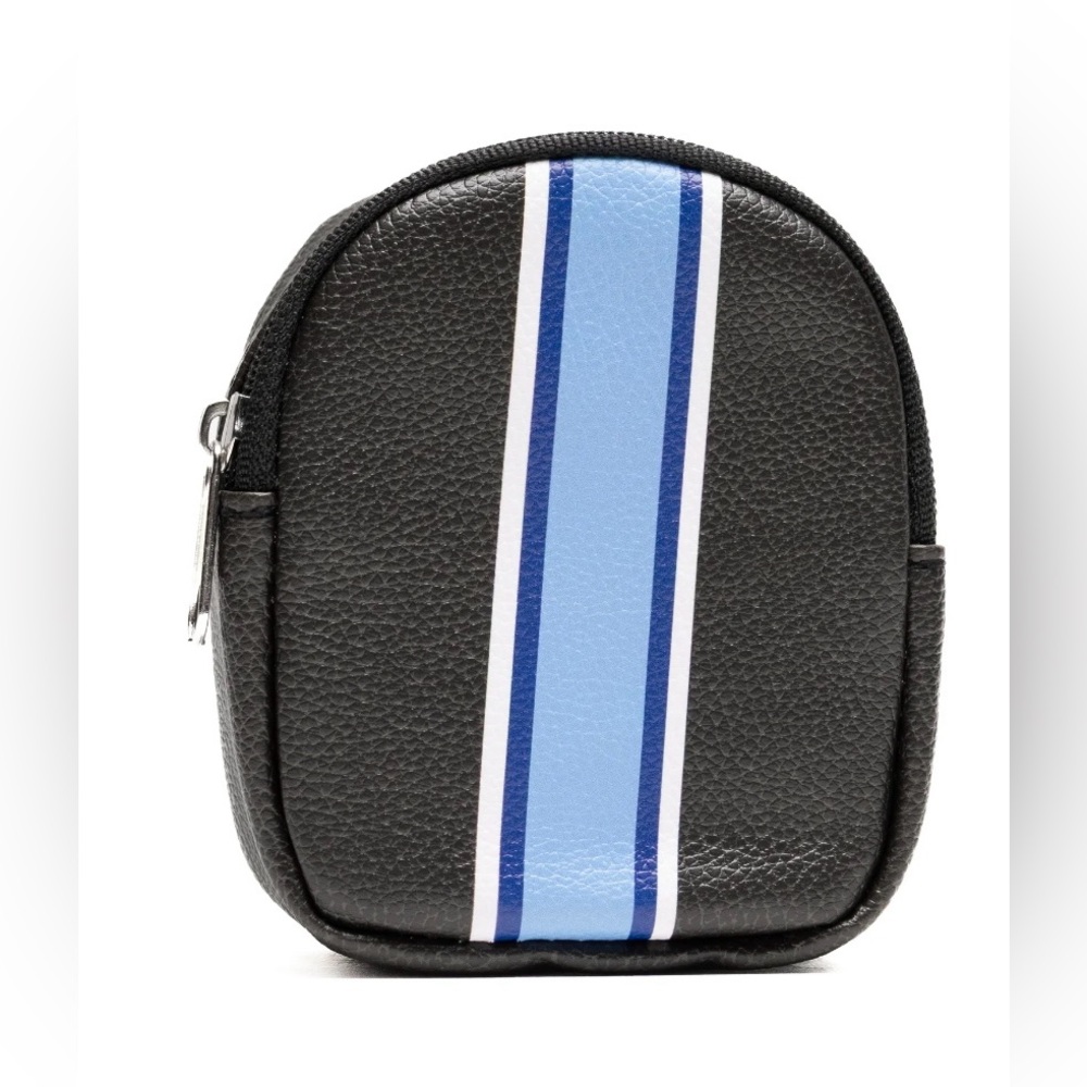 🔴‎ 3/$12 U Style Mini Backpack Keychain Black Blue Stripe Coin Pouch Bag NWT